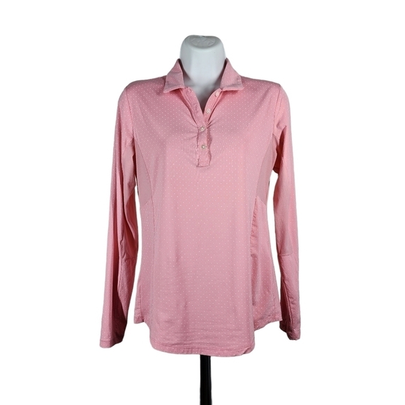 FOOTJOY QUARTER BUTTON POLKA DOT ATHLETIC SHIRT - Picture 1 of 10